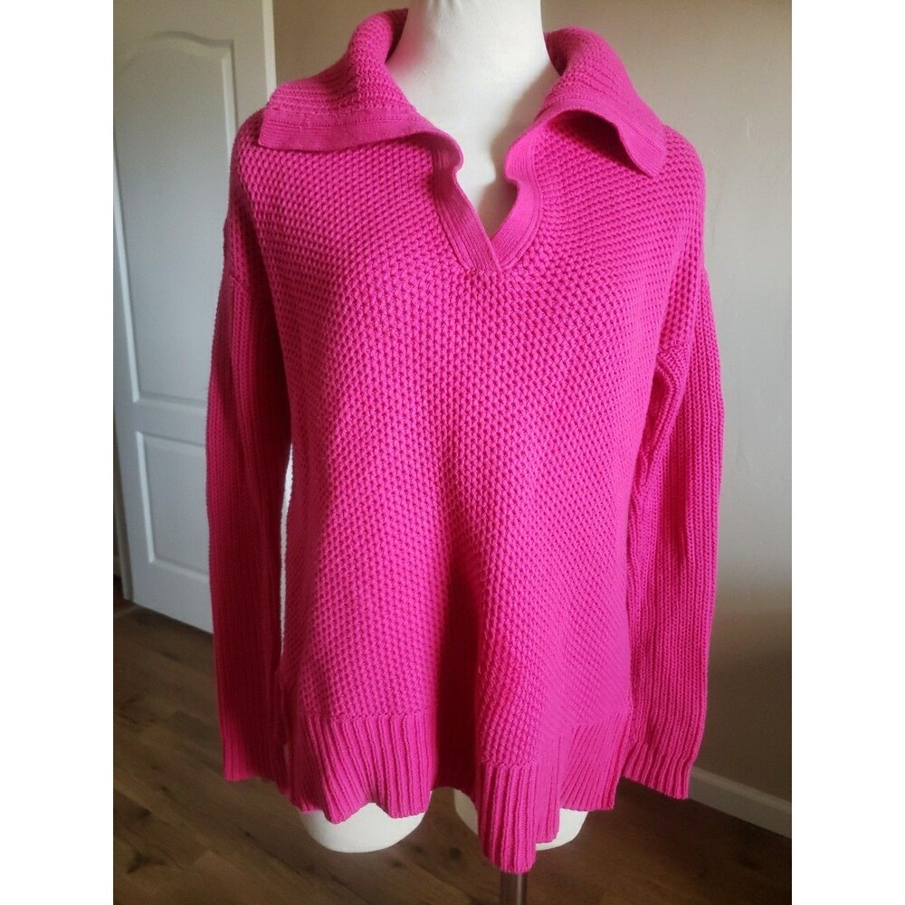 Lauren Ralph Lauren Sweater Women's Sz. S Hot Pink Chunky Knit Retro Pullover